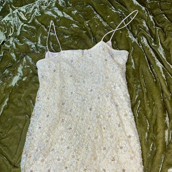 Topshop yellow sequin beaded embroidered sparkle strappy shift dress winx - Picture 8 of 14